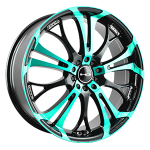 HD Wheels Spinout Black Machined w/ Teal