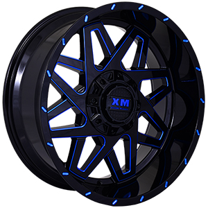 Xtreme Mudder XM313 Gloss Black Blue Milled
