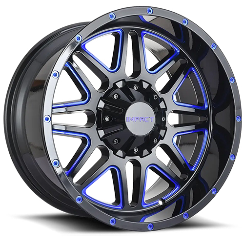 Impact 806 Gloss Black W/ Blue Milled Accents