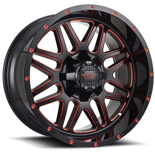 Impact 806 Gloss Black W/ Red Milled Accents