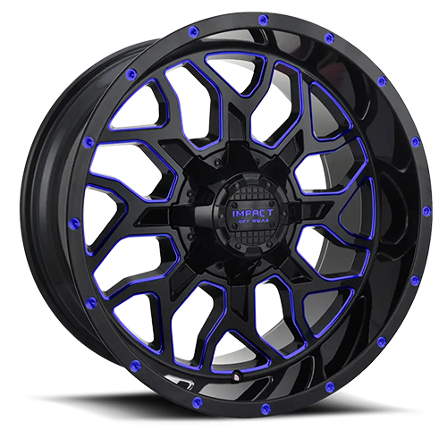 Impact 813 Gloss Black W/ Blue Milled Accents