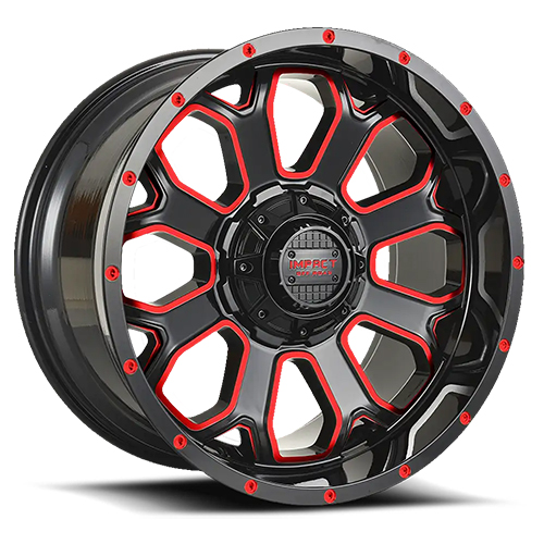 Impact 818 Gloss Black W/ Red Milled Accents