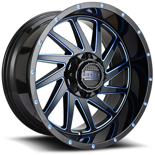 Impact 811 Gloss Black W/ Blue Milled Accents