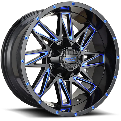 Impact 814 Gloss Black W/ Blue Milled Accents