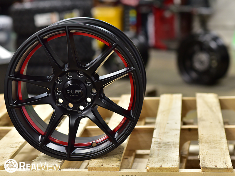 Ruff 364 15x7 Satin Black Red Ring Wheels Rims 