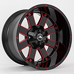 American Offroad A108 Gloss Black W/ Red Milled Spokes 20x12 -44