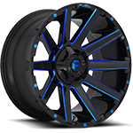 Fuel Offroad Contra D644 Gloss Black W/ Blue Milled Spokes 20x9 +20