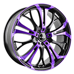 HD Wheels Spinout Gloss Black Machined W/ Purple Accents 18x7.5 +35