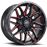 Impact 819 Gloss Black W/ Red Milled Accents 18x9 -12