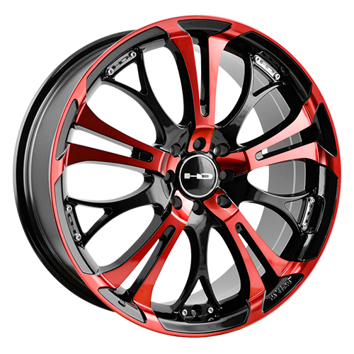 HD Wheels Spinout Gloss Black Machined W/ Red Accents