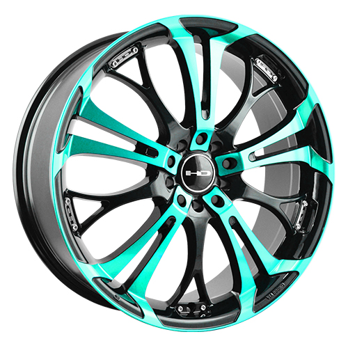 HD Wheels Spinout Black Machined w/ Teal Photo