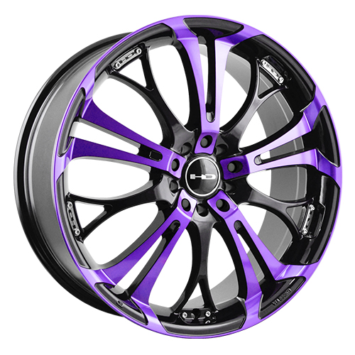 HD Wheels Spinout Gloss Black Machined W/ Purple Accents Wheel