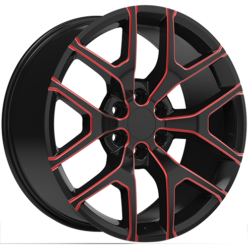 Replica Wheels REP288 Black W/ Red Milled Accents Photo