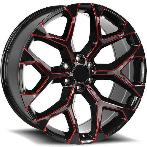 Strada OE Replica Snowflake R176 Gloss Black Candy Red Milled Wheel