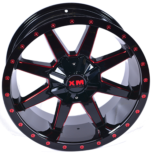 Xtreme Mudder XM304 Gloss Black Red Milled Photo